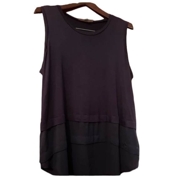 Michael Michael Kors Navy Blue Sz XL Ruffled Sheer Tank Top LOGO - Picture 2 of 8